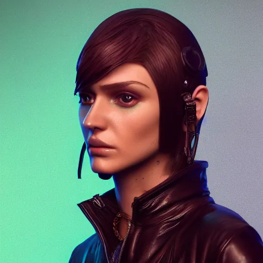 Image similar to stylish woman cartoon portrait made out of rain, leather jacket, cyberpunk background, rendered in octane, unreal engine, highly detailed, trending on artstation, realistic, neon, beautiful