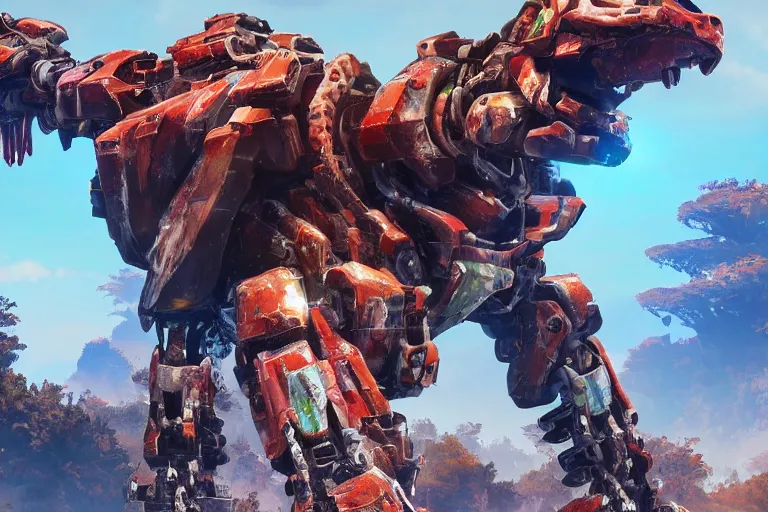 Image similar to shellsnapper machine mecha animal beast robot of horizon forbidden west horizon zero dawn bioluminiscence global illumination ray tracing hdr fanart arstation by sung choi and eric pfeiffer and gabriel garza and casper konefal