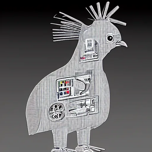 Image similar to a schematic of a robotic chicken