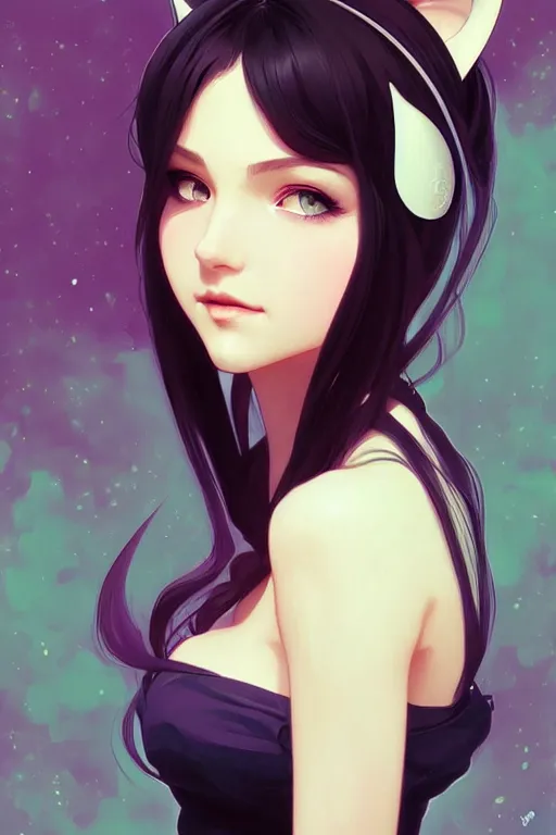 Image similar to a beautiful woman with cat ears, highly detailed, digital painting, artstation, concept art, smooth, sharp focus, illustration, art by artgerm and alphonse mucha, high definition digital art, in the style of ross tran and ilya kuvshinov