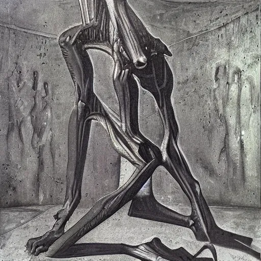 Image similar to concrete limbo and scratched dreams, a painting by h. r giger