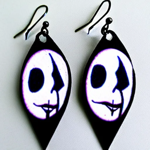 Image similar to 2 d earrings in the style of tim burton