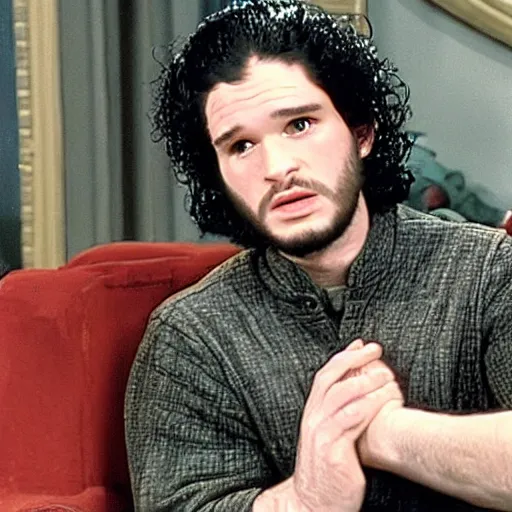 Prompt: screenshot of jon snow in an episode of the golden girls,