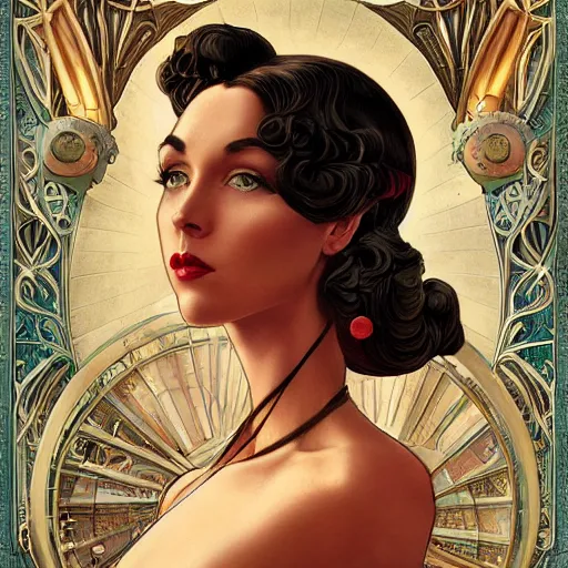 Image similar to an art nouveau, ( streamline moderne ), multi - ethnic and multi - racial portrait in the style of charlie bowater and donato giancola and charles dulac. very large, clear, expressive, and intelligent eyes. symmetrical, centered, ultrasharp focus, dramatic lighting, photorealistic digital matte painting, intricate ultra detailed background.