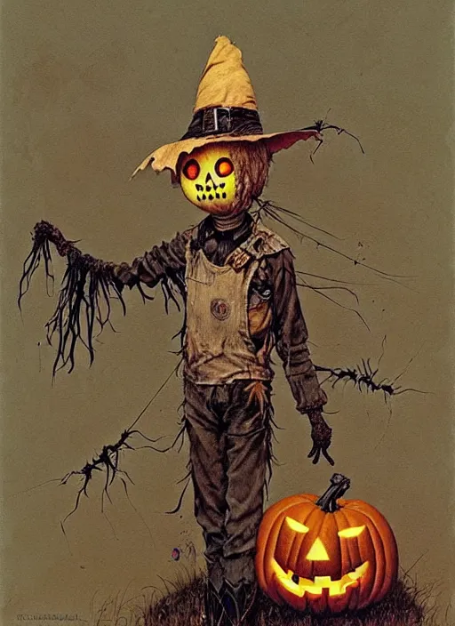 Prompt: halloween scarecrow by chiara bautista and beksinski and norman rockwell and greg rutkowski weta studio, and lucasfilm