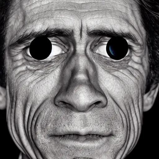 Prompt: willem dafoe with googly eyes by tim burton