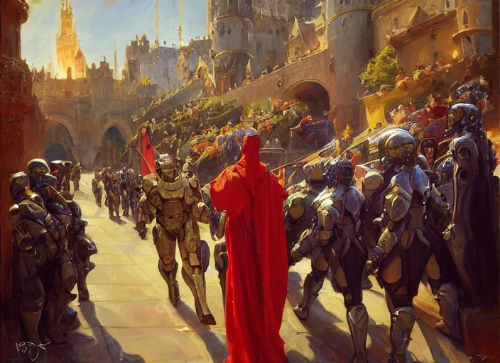 Image similar to halo master chief in a medieval royal procession by vladimir volegov and alexander averin and delphin enjolras and daniel f. gerhartz