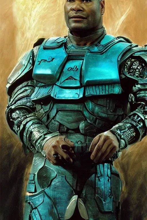 Image similar to movie still of Christopher Judge playing Teal\'c in an episode of Stargate SG-1, a ruggedly handsome hero, intricate, elegant, highly detailed, centered, digital painting, artstation, concept art, smooth, sharp focus, illustration, art by artgerm and donato giancola and Joseph Christian Leyendecker, Ross Tran, WLOP