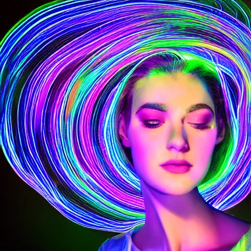 Prompt: lightpainting luminescent portrait, diffuse luminescent lightpainting, intricate wiccan spectrum lightpainting, elegant light, highly detailed zen prisms, lifelike, fully photorealistic, artstation, luminescent beautiful concept art, smoothened, sharp luminescent focus