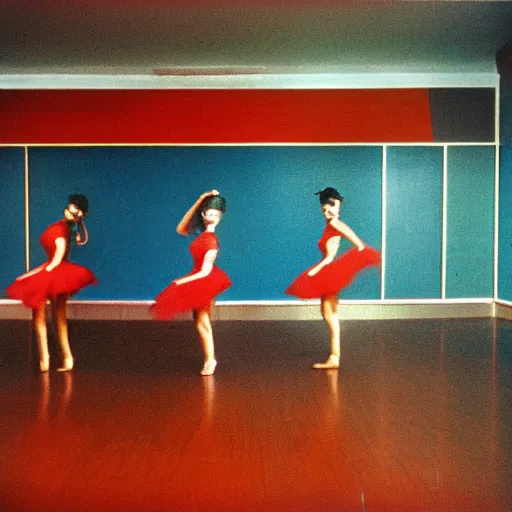 Prompt: 1 9 7 0's dance studio, kodak ektochrome film, photo