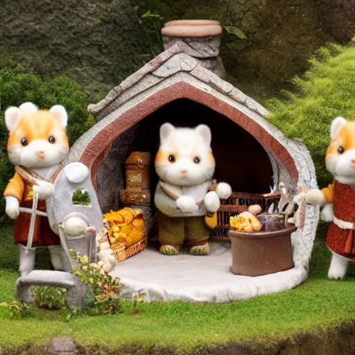 Image similar to lord of the rings calico critters in the shire