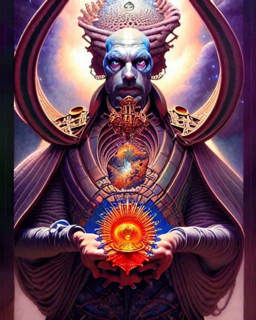 Image similar to the emperor tarot card, fantasy character portrait made of fractals, ultra realistic, wide angle, intricate details, the fifth element artifacts, highly detailed by peter mohrbacher, hajime sorayama, wayne barlowe, boris vallejo, aaron horkey, gaston bussiere, craig mullins