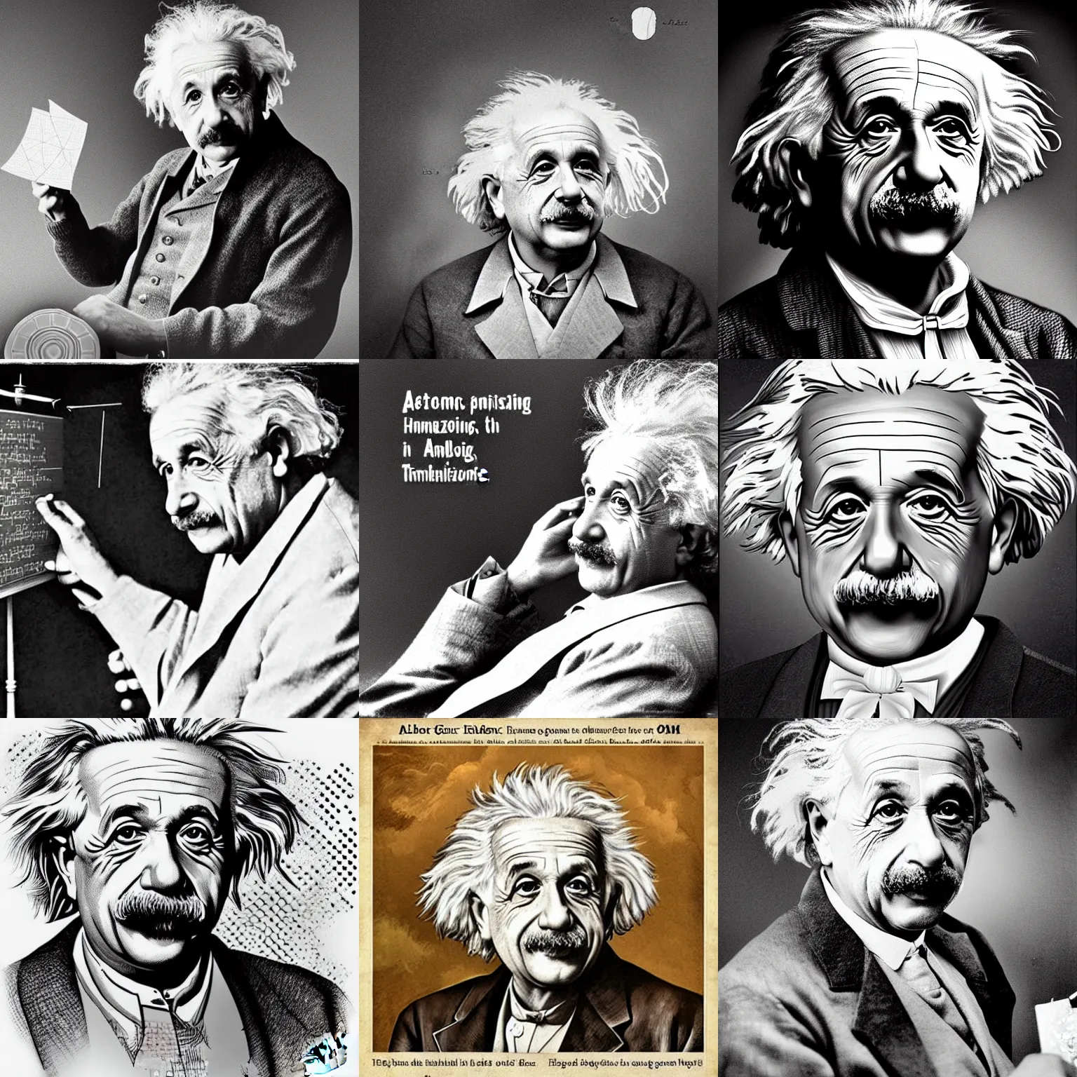 Prompt: albert einstein inventing the atomic bom, digital art, astonishing detail