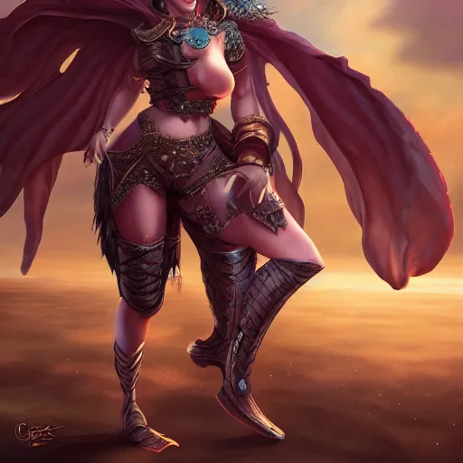 Prompt: cardi b, at a beach, voluptuous, fantasy armor, detailed face, walking away, full body, dramatic lighting, tony sart, unreal engine, wind