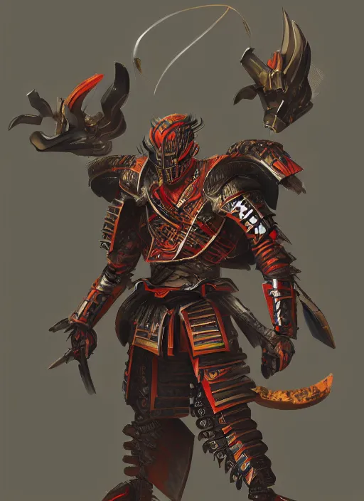 Image similar to Samurai with an insectoid armor, in the style of Sam Guay and Fenghua Zhong and Sam Spratt, character art, trending on artstation