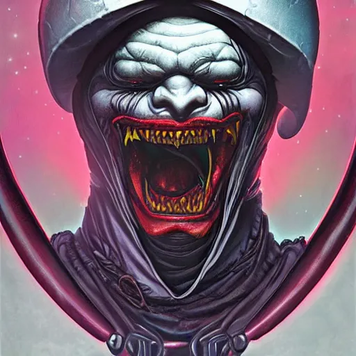 Prompt: scorn giger joker as the doom slayer, pixar style, by tristan eaton stanley artgerm and tom bagshaw.