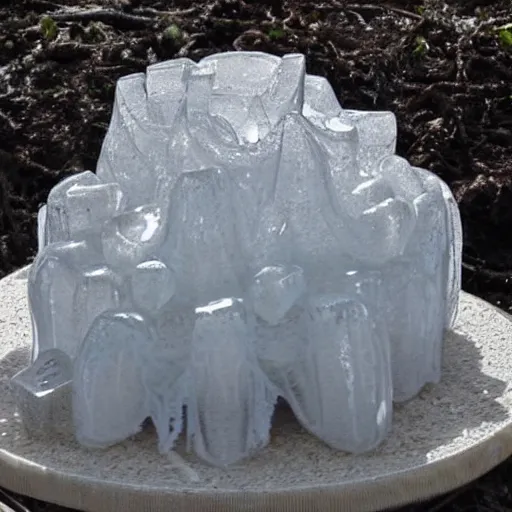 Image similar to intricate ice sculpture of an eldritch god fungus