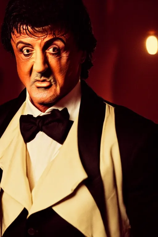 Image similar to sylvester stallone as edgar allen poe, cinematic, dramatic, mood lighting