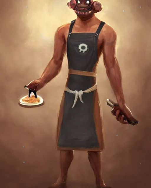 Prompt: Half Life Nihilanth at home wearing an apron baking cookies, concept art, by Ross Tran