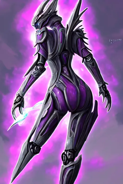 Prompt: backshot galactic hyperdetailed elegant beautiful stunning giantess anthropomorphic mecha hot sexy female dragon goddess, sharp spines claws ears, smooth purple eyes, smooth fuschia skin, silver armor, in space, epic proportions, epic scale, epic size, warframe destiny fanart, furry, dragon art, goddess art, giantess art, furaffinity, octane