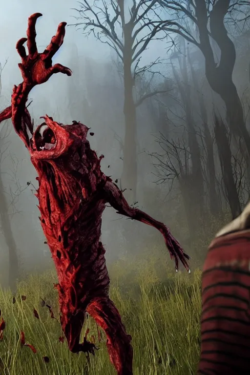 Image similar to the shapeless creature from the movie thing is the killer in the game dead by daylight