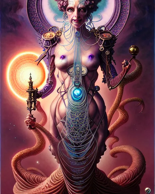 Image similar to the empress tarot card, fantasy character portrait made of fractals, ultra realistic, wide angle, intricate details, the fifth element artifacts, highly detailed by peter mohrbacher, hajime sorayama, wayne barlowe, boris vallejo, aaron horkey, gaston bussiere, craig mullins