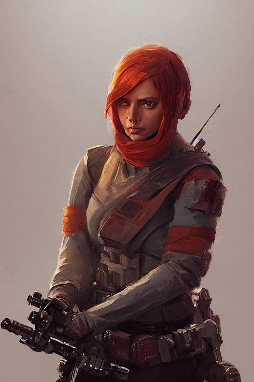 Image similar to portrait of a woman by greg rutkowski, sabine wren, star wars expanded universe, she is about 2 0 years old, colorful, highly detailed portrait, digital painting, artstation, concept art, smooth, sharp foccus ilustration, artstation hq