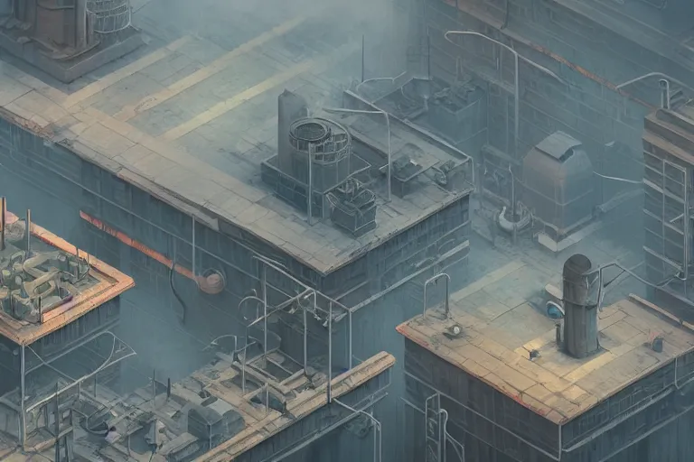 Prompt: isometric soviet industrial rpg game level, digital art, smog, pollution, toxic waste, 3 d render, octane render, volumetrics, by greg rutkowski