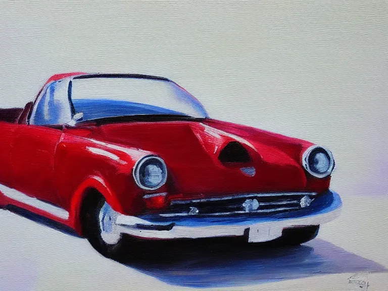 Image similar to car on white background, Oil Painting