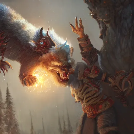 Prompt: winterthorn blessing, targ nar, demon-fang gnoll, by Etienne Delessert and Esao Andrews, high detail, cinematic, cgsociety 8k
