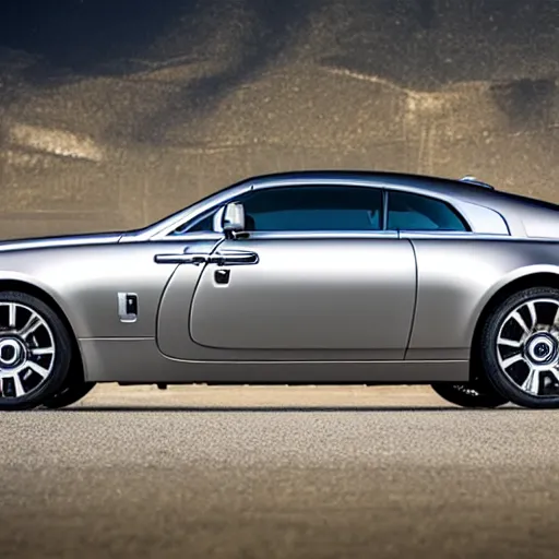 Image similar to rolls royce wraith with jet engine attached driven by muscular balding man