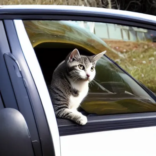 Image similar to cat driving a car