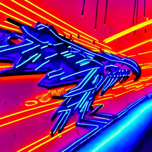 Prompt: neon cyberpunk eagle