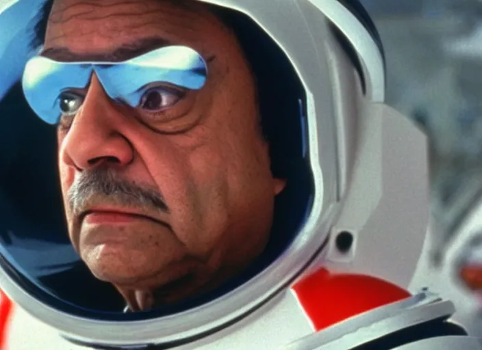 Image similar to film still of Cheech Marin as Dr. Dave Bowman in 2001 A Space Odyssey