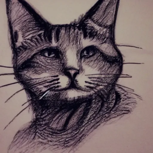 Image similar to a sketch of a cat handmade with a pen