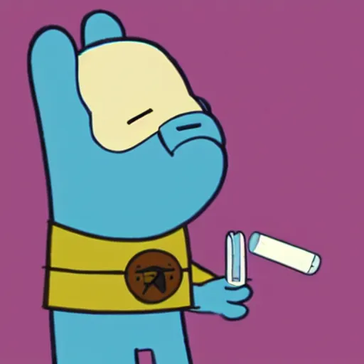 Prompt: finn ( adventure time ) smoking a cigarette