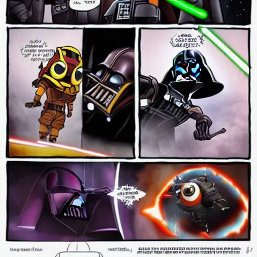 Prompt: ratchet and clank fighting darth vader