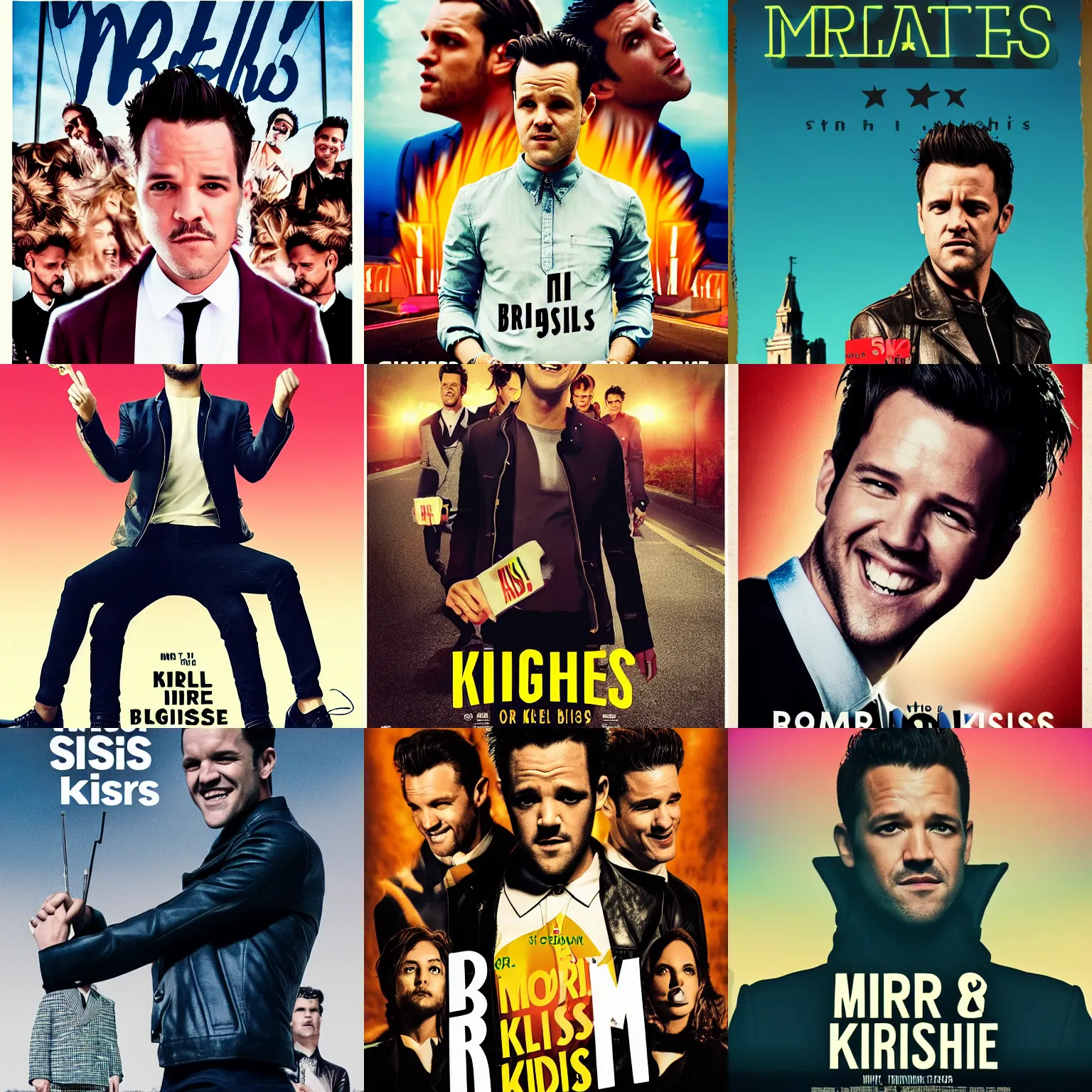 Prompt: poster of the romcom movie Mr Brightside starring Brandon flowers (the killers), outdoors, smiling, 4k, cinematic