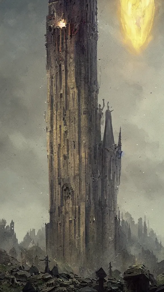 Prompt: the tower tarot card by greg rutkowski,