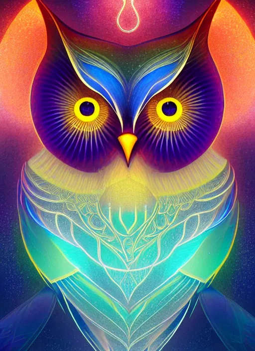 Image similar to symmetry!! product render poster vivid colors divine proportion owl, ice and snow, glowing fog intricate, elegant, highly detailed, digital painting, artstation, concept art, smooth, sharp focus, illustration,