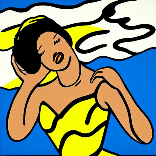 Prompt: african american remix of “Drowning Girl” by Roy Lichtenstein