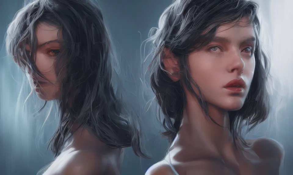 Image similar to cinematic bust portrait of beautiful girl with robot body, portrait, cinematic, elegant, artstation, intricate, highly detailed, digital painting, artstation, concept art, sharp focus, illustration, cyberpunk, cgsociety, 8 k