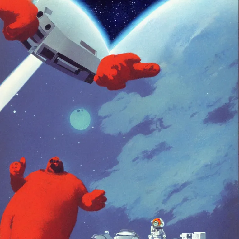 Prompt: the kool-aid man in space, by John Harris, concept art