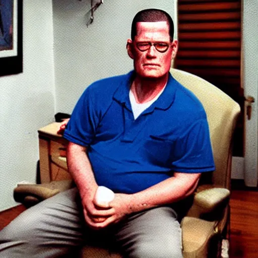 Prompt: real photograph of hank hill