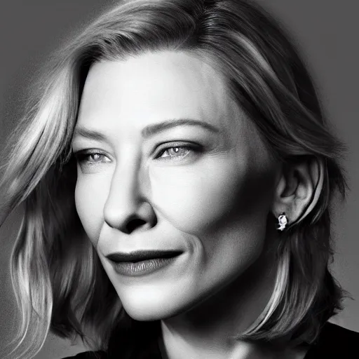 Image similar to xray photo of cate blanchett, clear shapes, 8k, realistic shading, ultra realistic