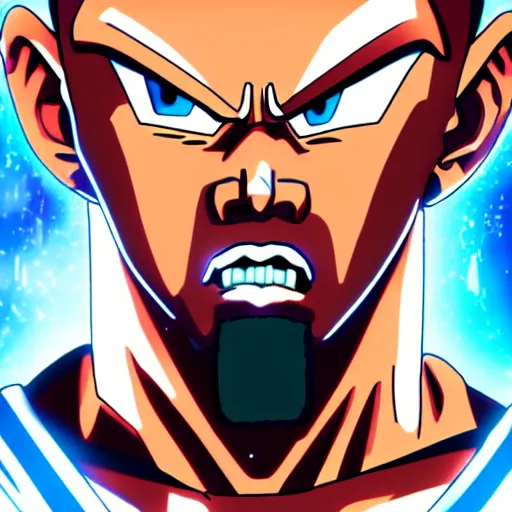 Image similar to still of kanye west in dragon ball z, anime, 8 k, 4 k, masterpiece, trending on artstation