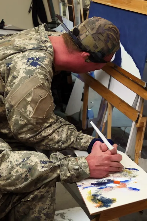 Image similar to Navy SEAL working on a painting to help with ptsd