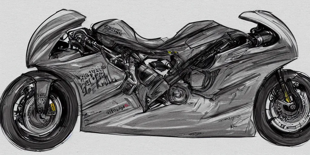 Prompt: race motorcycle sketch concept art, high detail, high definition, 8k