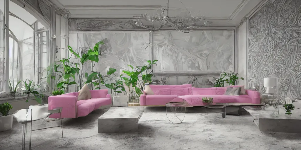 Prompt: a modern indoor room surounded a hiper detailed colorfull smoke, clean architecture, pastel colored, baroque, a couch, a couch table, some fresh plants, intricate detailed 3 d render, hyper realistic intricate acrilic fluid art, elegant, intense colors, wide shot, octane render, concept art, daylight, peaceful, 8 k