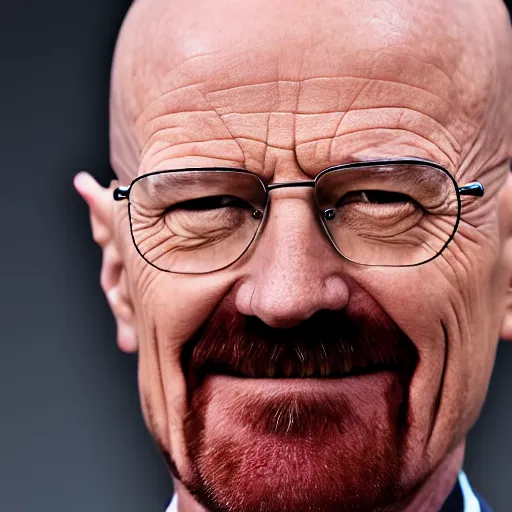 Image similar to Walter White grinning in front of a camera